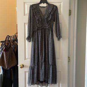 Zara size small navy blue long sleeve midi dress
